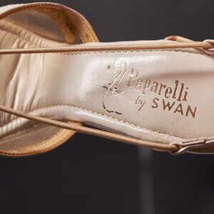 1950s Clear Beige Peep Toe Wedges Heels Shoes